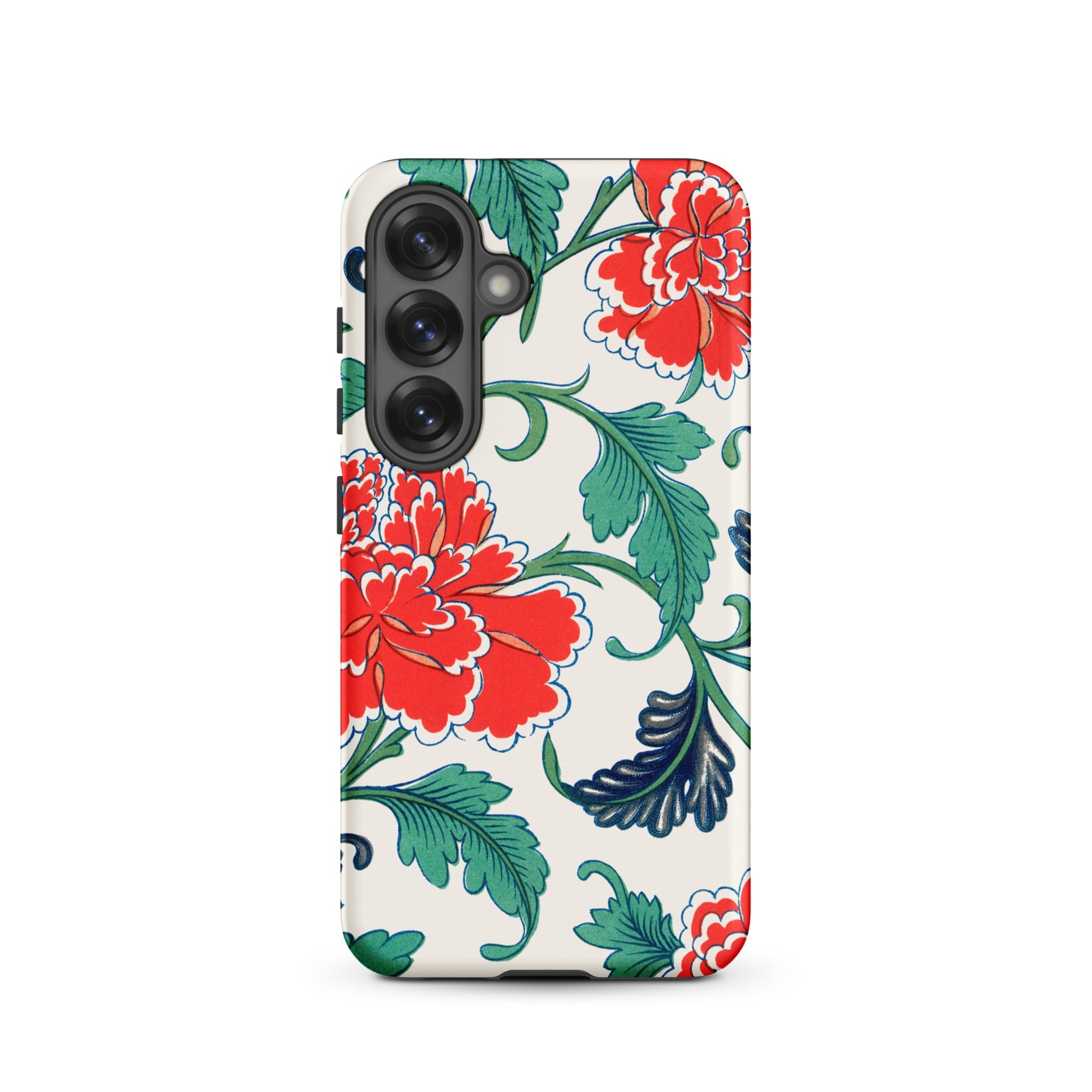 Red Peonies Owen Jones Floral Samsung Case, Galaxy S25 / Matte, White Smartphone Case Red Green Blue Floral Pattern