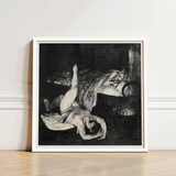 Reducing Exercises - George Bellows Art Print / Canvas Black White Framed Artwork Two Figures Dramatic Chiaroscuro, Tips, Tenement Bedroom,