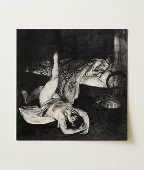 Reducing Exercises - George Bellows Art Print / Canvas Black White Ink Two Figures Dimly Lit