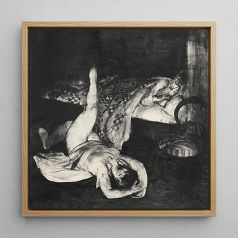 Reducing Exercises - George Bellows Art Print / Canvas Black-and-white Charcoal Light Wood Frame Depicts Two Figures George Bellows,