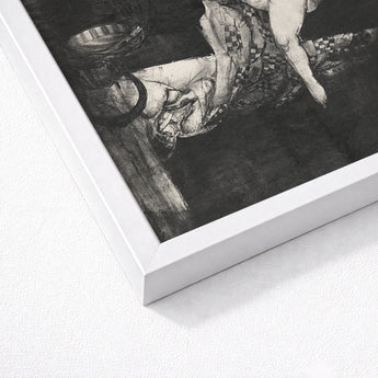 Reducing Exercises - George Bellows Art Print / Canvas White Framed Black Artwork Stylized Figure Motion, Tips, Tenement Bedroom,
