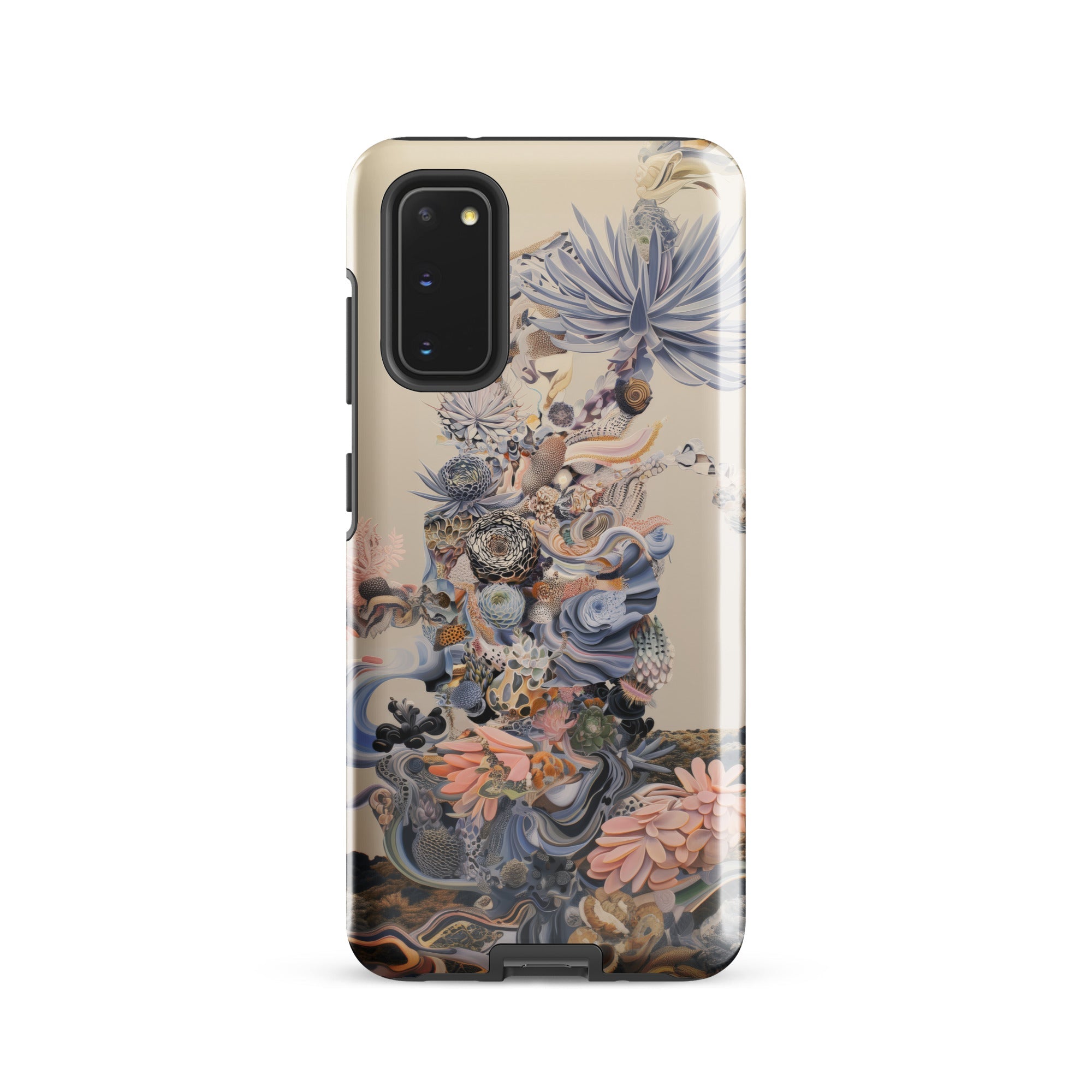 Regalia Surreal Succulent Cornucopia Samsung Case, Galaxy S20 / Gloss, Phone Case Vibrant Floral Abstract Design Blues Pinks