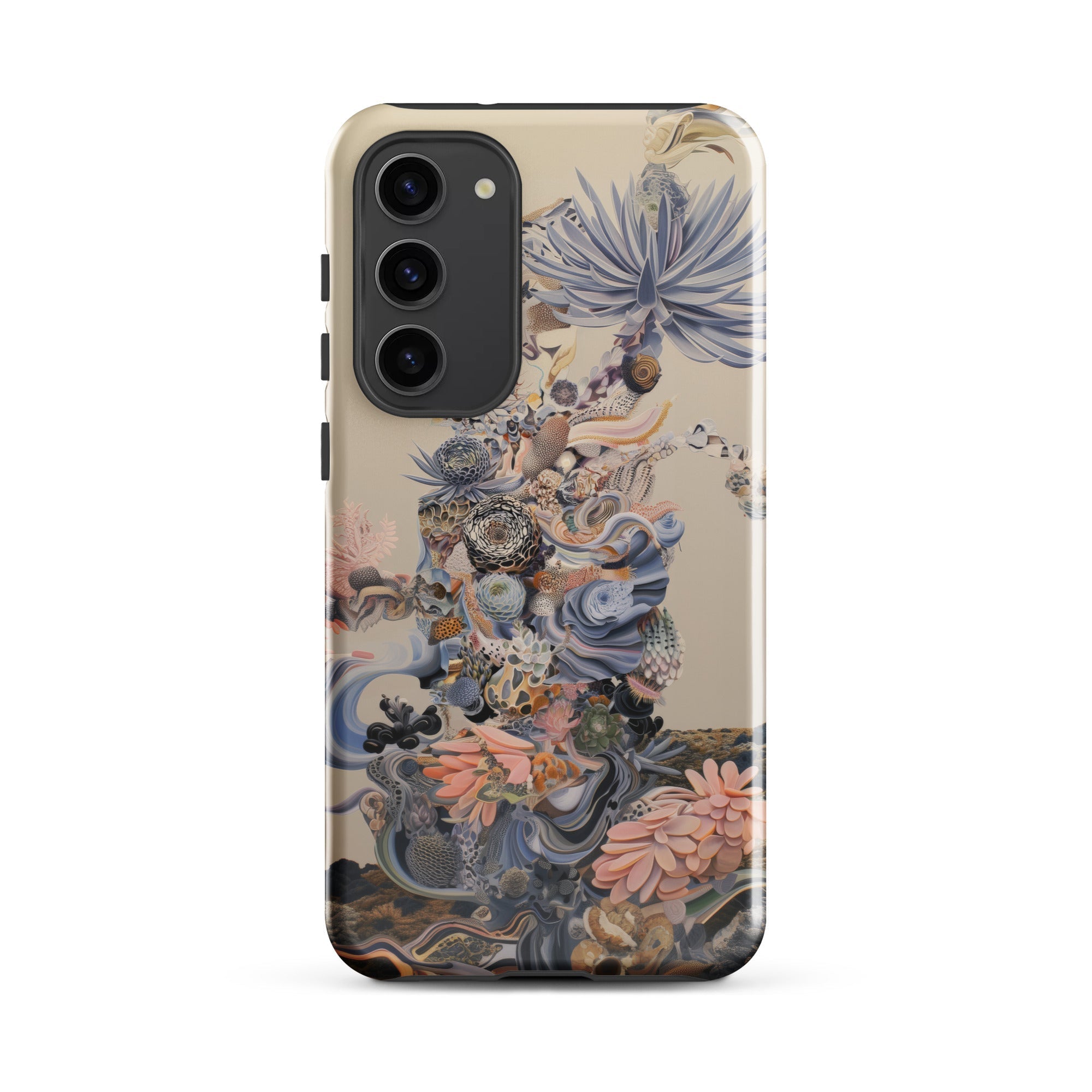 Regalia Surreal Succulent Cornucopia Samsung Case, Galaxy S23 Plus / Gloss, Smartphone Cream Colored Case Intricate Floral Abstract Design
