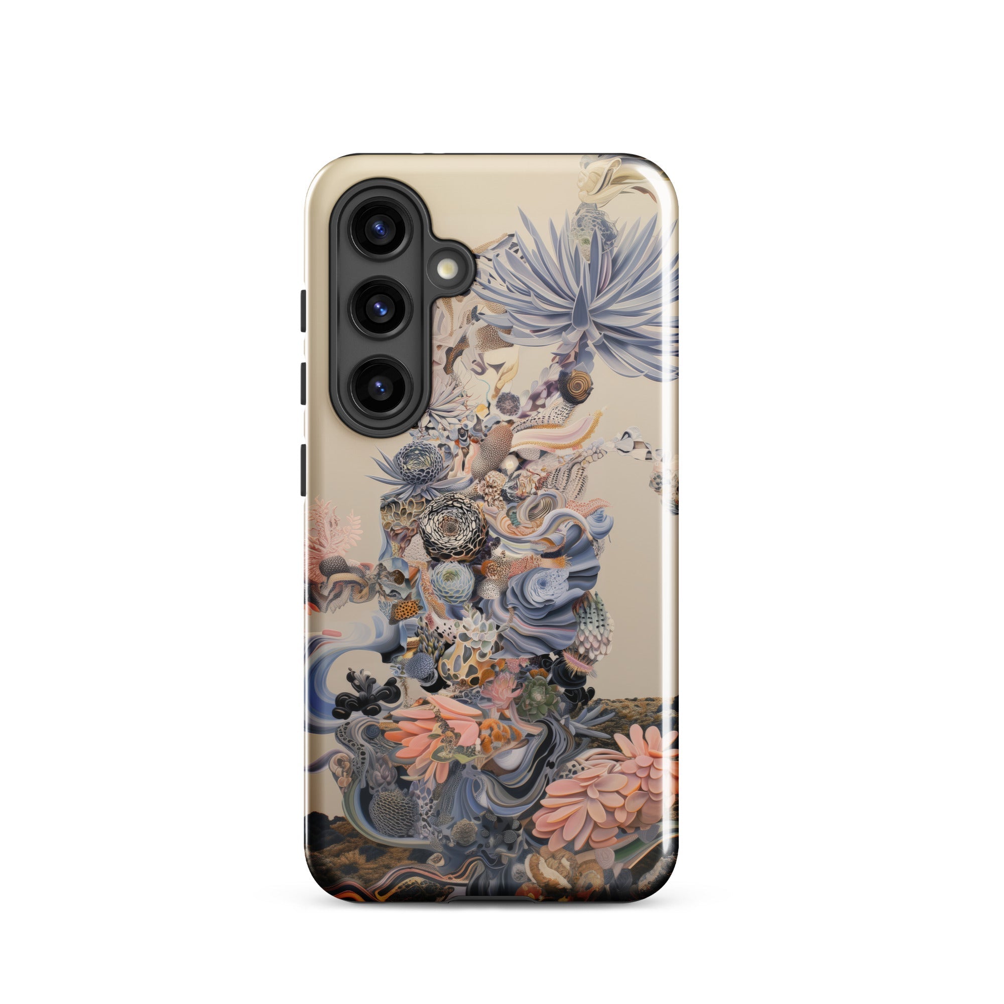 Regalia Surreal Succulent Cornucopia Samsung Case, Galaxy S24 / Gloss, Smartphone Cream Colored Case Intricate Floral Abstract Design Shades