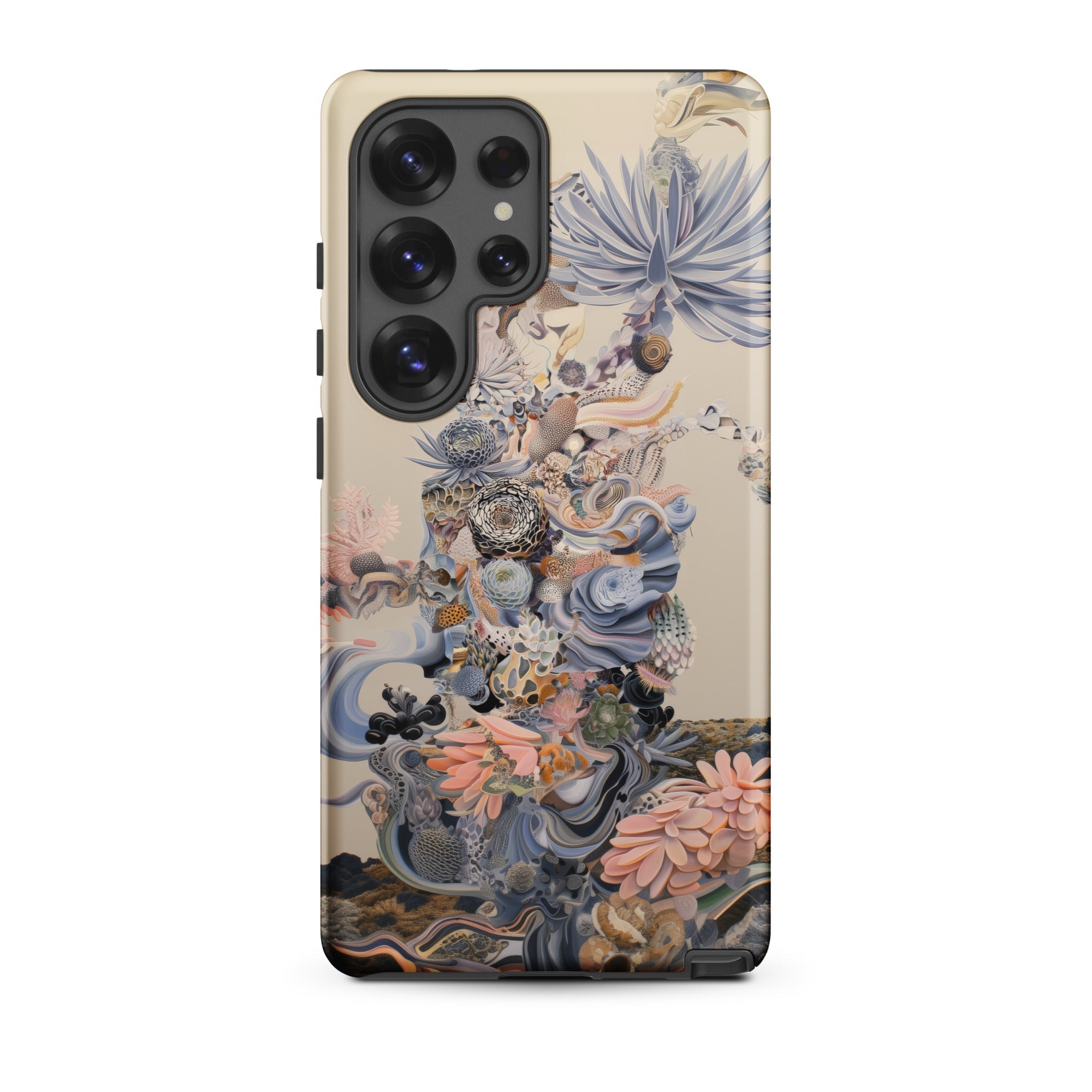Regalia Surreal Succulent Cornucopia Samsung Case, Galaxy S25 Ultra / Matte, Smartphone Case Intricate Abstract Floral Design Shades Blue