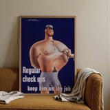 Regular Check-ups Keep Him on the Job Art Print / Canvas Framed Poster Cartoon Illustration Muscular Man Polka-dot Underwear Check Ups,