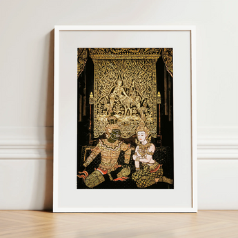 Rendezvous - Traditional Thai Temple Art Print / Canvas, 12x16’’ / 31x41cm / White Frame / Matboard, Posters Prints & Visual Artwork, Toby