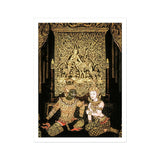 Rendezvous - Traditional Thai Temple Art Print, Traditional Thai Temple Mural Artwork Figures Ornate Classical