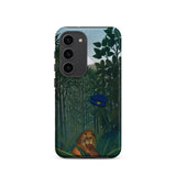 The Repast of the Lion - Henri Rousseau Phone Case Samsung Galaxy S23 / Matte Phone Case Lion Dense Green Foliage Blue Flower Henri