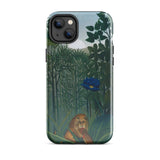 The Repast of the Lion - Henri Rousseau Phone Case Iphone 14 Plus / Gloss Phone Case Lion Dense Green Foliage Vibrant Blue Henri Rousseau