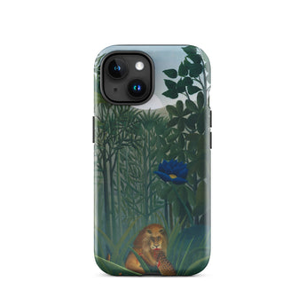 The Repast of the Lion - Henri Rousseau Phone Case Iphone 15 / Gloss Phone Case Detailed Illustration Lion Lush Jungle Vibrant Henri