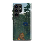 The Repast of the Lion - Henri Rousseau Phone Case Samsung Galaxy S24 Ultra / Gloss Phone Case Jungle Scene Lion Blue Flower Designed Henri