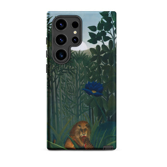 The Repast of the Lion - Henri Rousseau Phone Case Samsung Galaxy S24 Ultra / Matte Phone Case Jungle Scene Lion Blue Flower Designed Henri