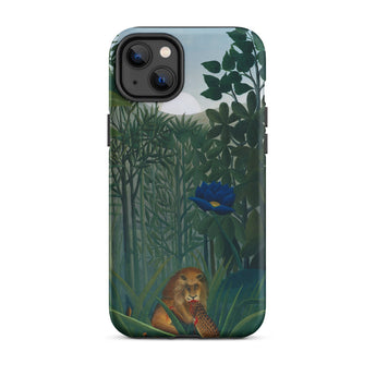 The Repast of the Lion - Henri Rousseau Phone Case Iphone 14 Plus / Matte Phone Case Jungle Scene Lion Blue Flower Printed Henri Rousseau