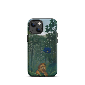 The Repast of the Lion - Henri Rousseau Phone Case Iphone 13 Mini / Matte Phone Case Jungle Scene Lion Blue Flower Printed Henri Rousseau