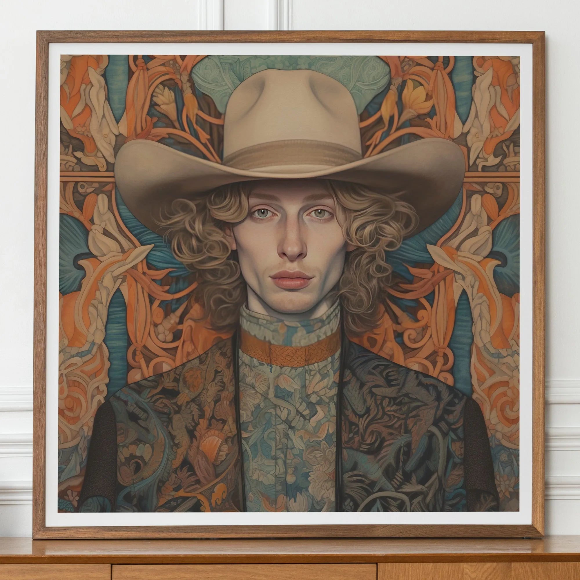 Reuben - Gay Cowboy Art Print - Handsome Queerart Dandy - 30’x30’ - Posters Prints & Visual Artwork - Aesthetic Art