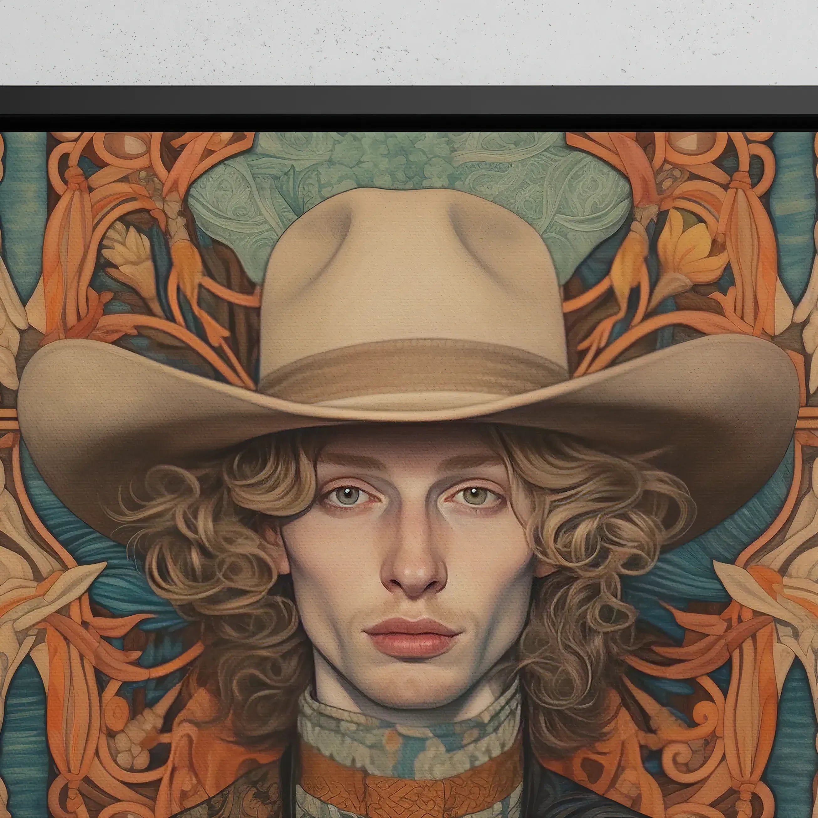 Reuben - Gay Cowboy Framed Canvas - Handsome Queerart Dandy - Posters Prints & Visual Artwork - Aesthetic Art