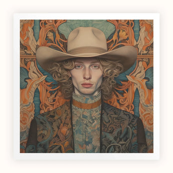 Reuben - Gay Redhead Cowboy Art Print / Canvas, 12x12’’ / 31x31cm / Unframed / White Border, Posters Prints & Visual Artwork, Toby Leon