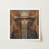 Reuben - Gay Redhead Cowboy Art Print / Canvas Square-framed Portrait Person Beige Hat Dandy, Spirit’s Queer Prints
