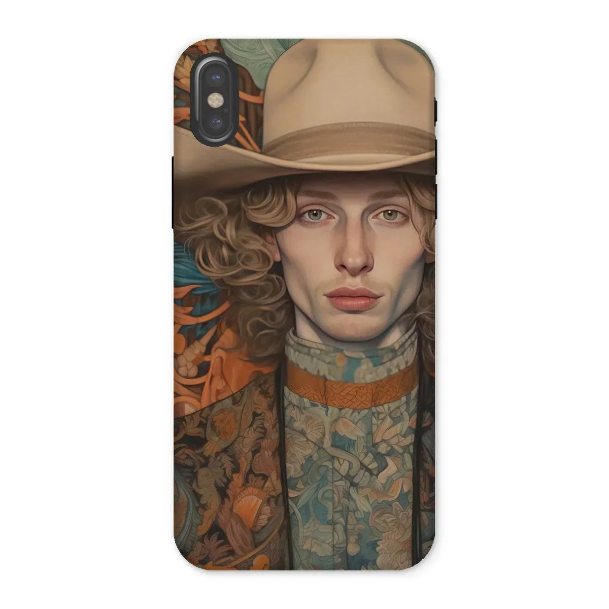 Reuben - Gay Redhead Cowboy Iphone Case, x / Matte, Phone Case Artistic Portrait Person Cowboy Hat Patterned