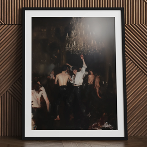 moody dimly lit scene with people