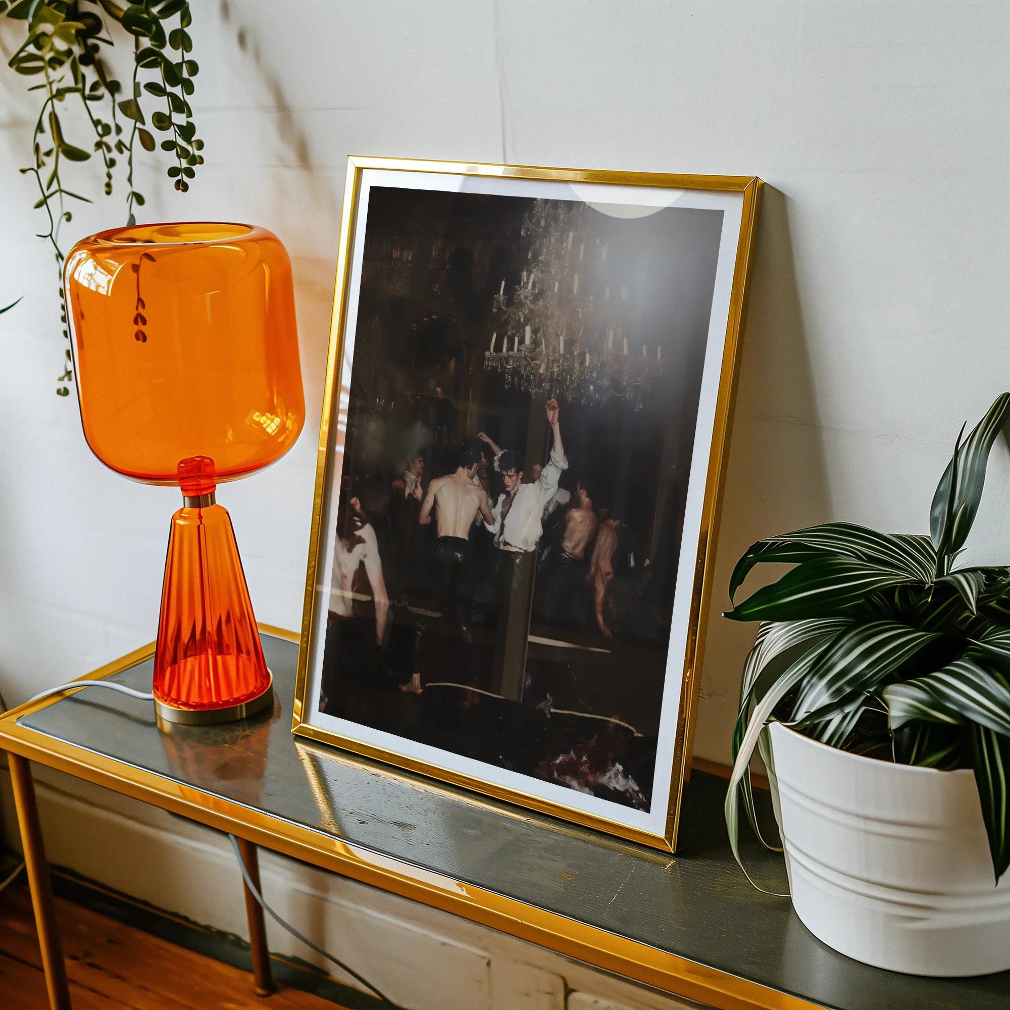 Reverie Gay Circuit Party Aristocrats Art Print, Gold Framed Photograph Party Scene