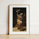 Rich Kyrgyz Hunter with a Falcon - Vasily Vereshchagin Art Print / Canvas Framed Art Print Traditional Falconer Ornate Patterned Attire