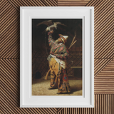 Rich Kyrgyz Hunter with a Falcon - Vasily Vereshchagin Art Print, Framed Painting Native American Figure Traditional Ceremonial Dress