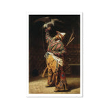 Rich Kyrgyz Hunter with a Falcon - Vasily Vereshchagin Art Print, Native American Warrior Traditional Ceremonial Dress Eagle Perched