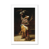 Rich Kyrgyz Hunter with a Falcon - Vasily Vereshchagin Art Print, Native American Warrior Traditional Ceremonial Dress Feathers Ornate