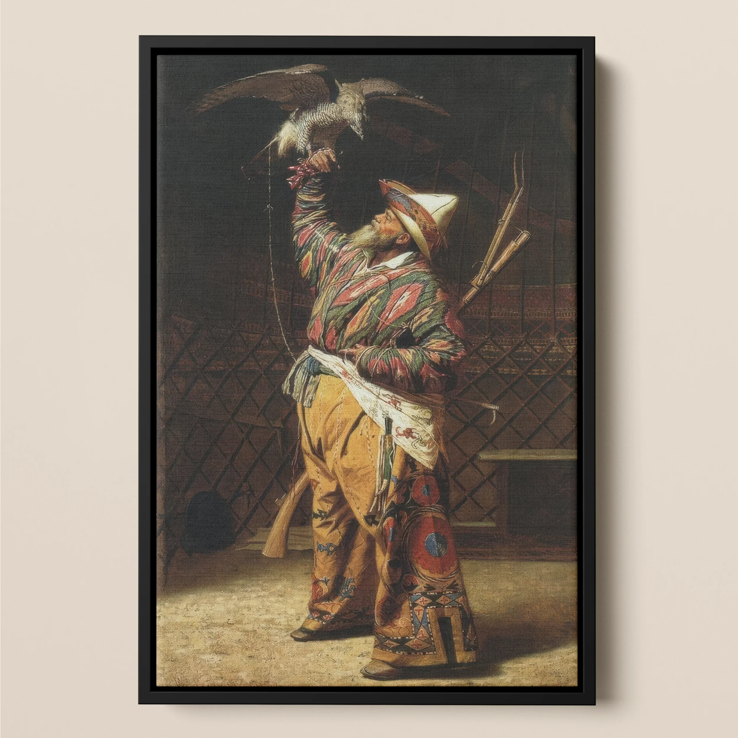 Rich Kyrgyz Hunter with a Falcon - Vasily Vereshchagin Framed Canvas Posters Prints & Visual Artwork