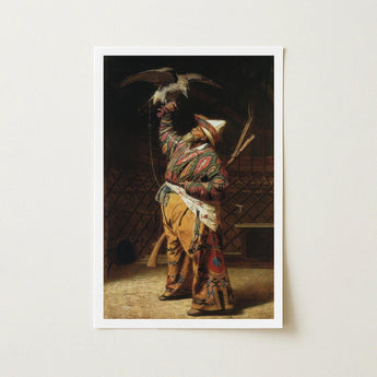 Rich Kyrgyz Hunter with a Falcon - Vasily Vereshchagin Art Print / Canvas Framed Classical Painting Ornately Dressed Man Traditional,