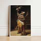 Rich Kyrgyz Hunter with a Falcon - Vasily Vereshchagin Art Print / Canvas Framed Man Ornate Patterned Traditional Attire, Central Asian