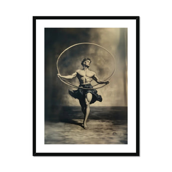 Ringleader - Gay Neoclassical Art Print, Vintage Black White Photograph Shirtless Performer Hoop