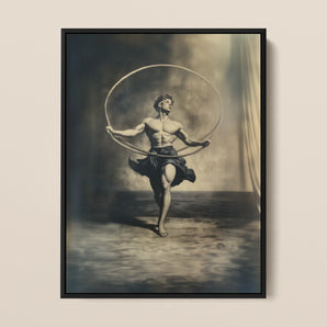 Ringleader - Gay Neoclassical Art Framed Canvas, 12x16’’ / 31x41cm / Black Floating Frame, Framed Sepia-toned Art Print