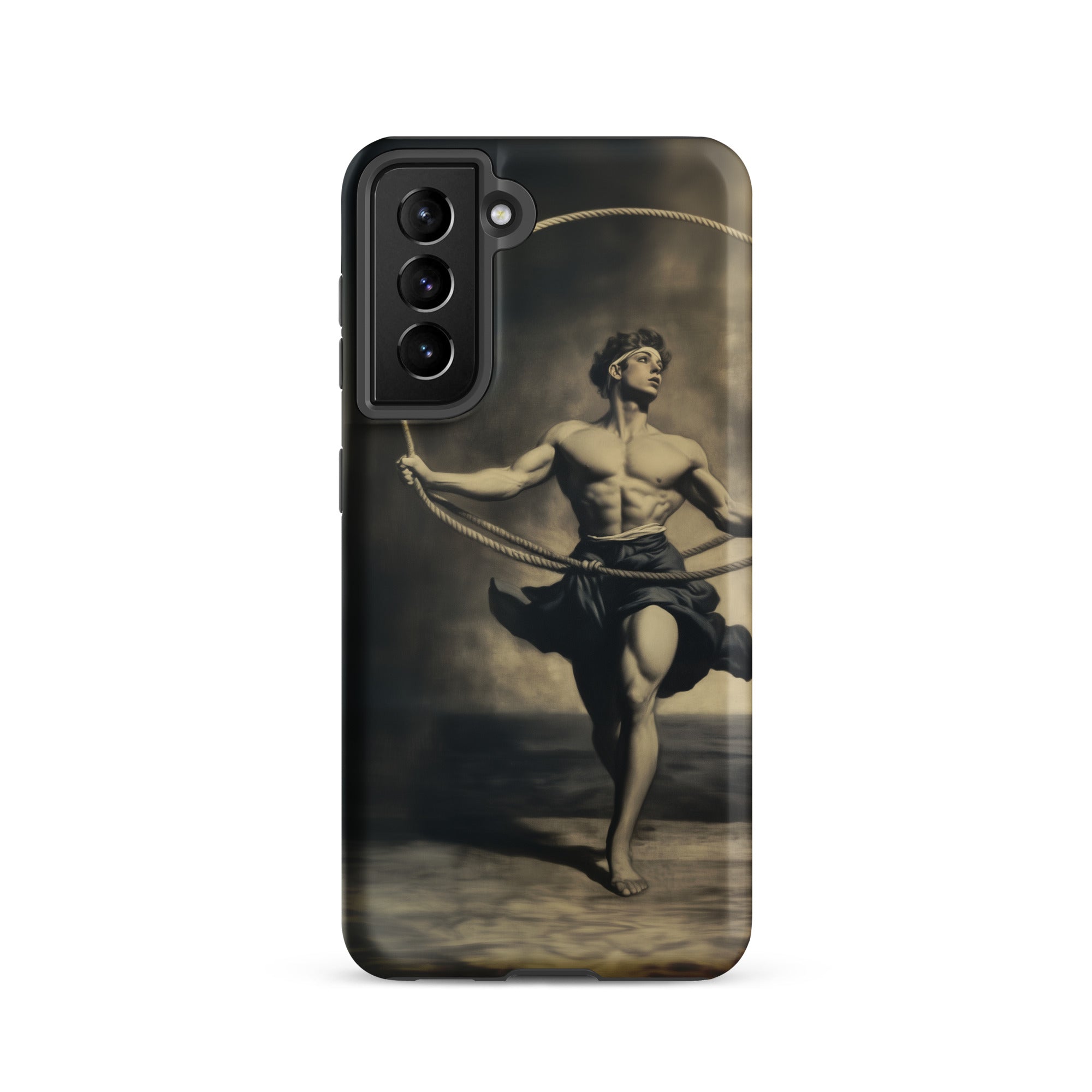 Ringleader Gay Neoclassical Art Samsung Case, Galaxy S21 / Matte, Black Smartphone Case Sepia Toned Muscular Man Rope