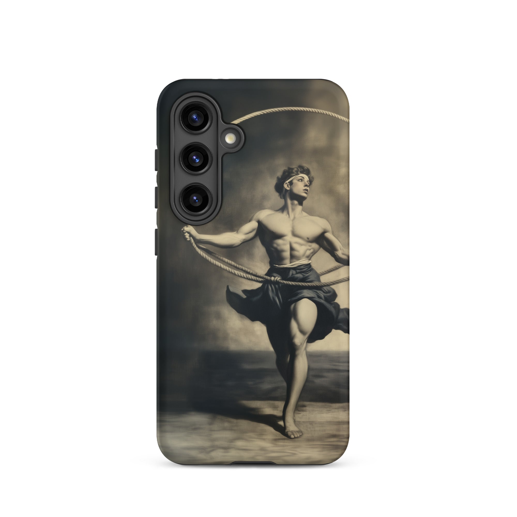 Ringleader Gay Neoclassical Art Samsung Case, Galaxy S24 / Matte, Smartphone Case Sepia Toned Muscular Man Rope