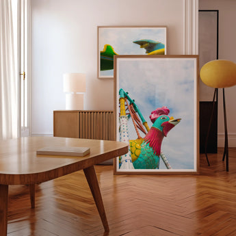 Rise and Shine - Amusement Park Fun Fair Ride Art Print, Colorful Abstract Artwork Vibrant Shapes Textures Frame