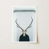 Ritual - Creepy Deer Skull Art Print / Canvas Minimalist Framed Stark White Figure Stands Prints