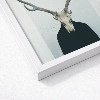 Minimalist Framed Art Print Stark Black Silhouette Figure Stands