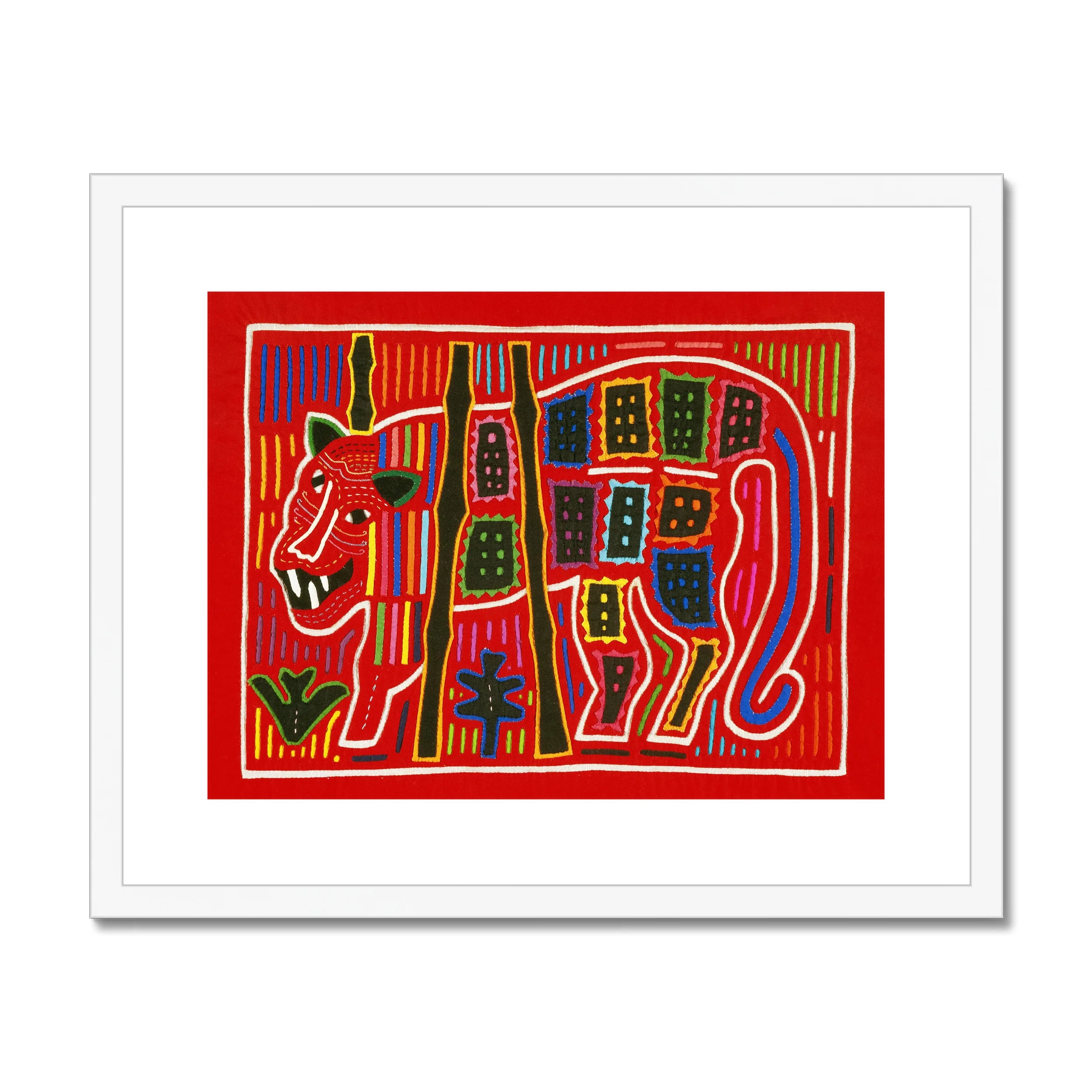 Roaring Tiger Appliqué - Mola Embroidery Art Print