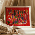 Roaring Tiger Appliqué - Mola Embroidery Art Print