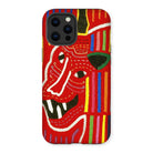 Roaring Tiger Appliqué - Mola Embroidery Iphone Case, 13 Pro Max / Matte, Colorful Phone Case Abstract Red Face Design Vibrant