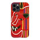 Roaring Tiger Appliqué - Mola Embroidery Iphone Case, 14 Pro / Matte, Colorful Phone Case Abstract Red Face Design Vibrant