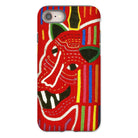 Roaring Tiger Appliqué - Mola Embroidery Iphone Case, 8 / Matte, Colorful Phone Case Abstract Red Animal Face Design