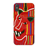 Roaring Tiger Appliqué - Mola Embroidery Iphone Case, x / Matte, Colorful Phone Case Stylized Red Animal Face Fangs