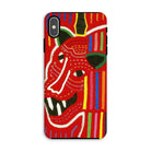 Roaring Tiger Appliqué - Mola Embroidery Iphone Case, Xs Max / Matte, Colorful Phone Case Stylized Red Animal Face Fangs