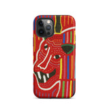 Roaring Tiger Appliqué - Mola Embroidery Phone Case Iphone 12 Pro / Matte Red Phone Case Colorful Tiger Design Mola-inspired Iphone Case,