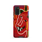 Roaring Tiger Appliqué Mola Embroidery Samsung Case, Galaxy S20 / Matte, Red Phone Case Vibrant Abstract Colorful Design Stylized