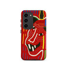 Roaring Tiger Appliqué Mola Embroidery Samsung Case, Galaxy S23 / Matte, Red Phone Case Vibrant Abstract Face Design White